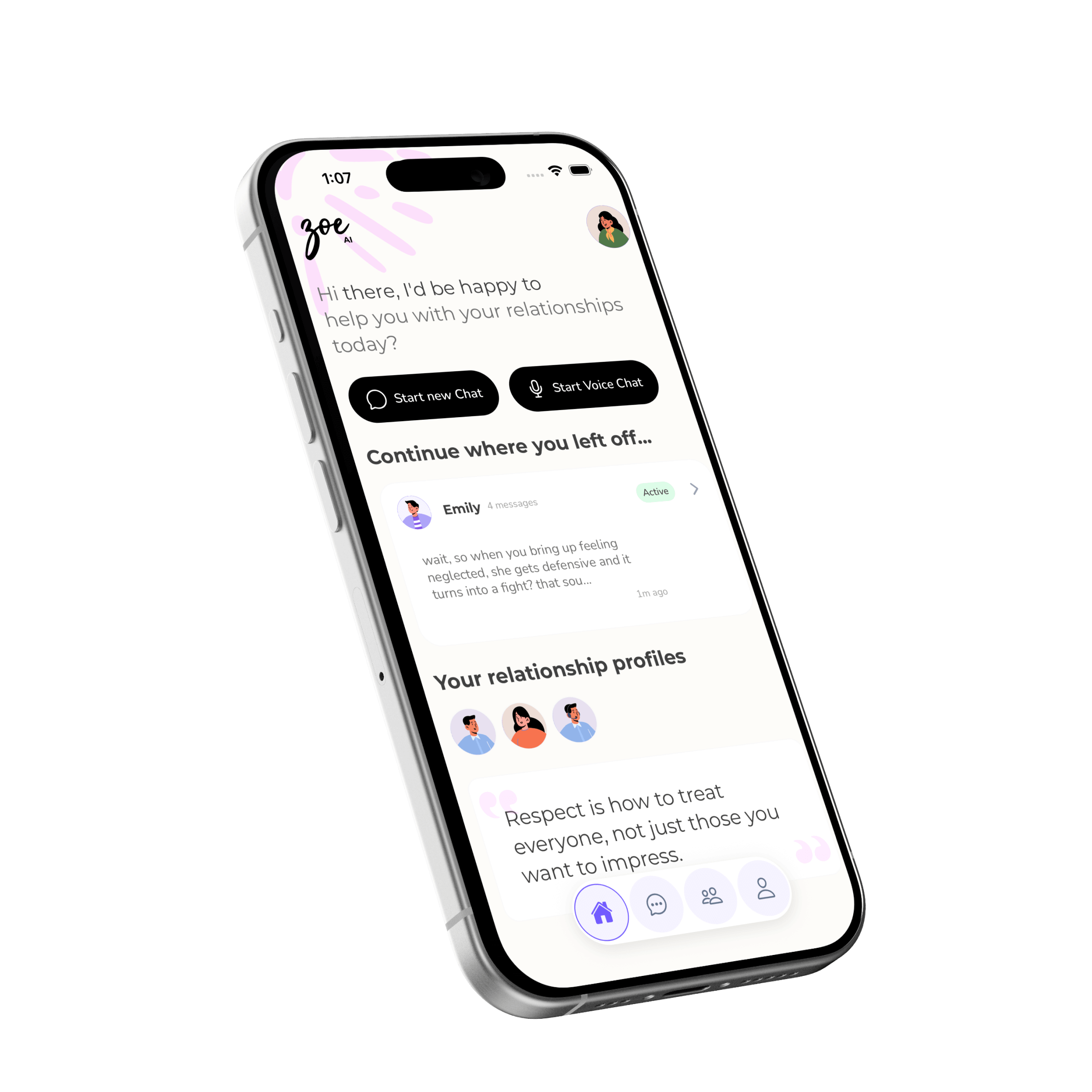 Zoe App - Chat Interface